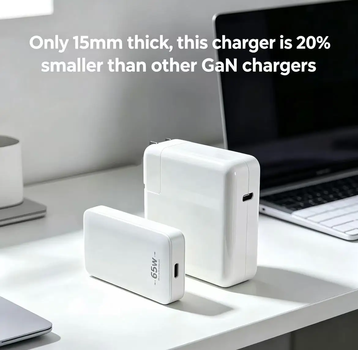 Chargeur USB-C GaN 65W : Prise US pliable, prises EU/UK/AU détachables, charge rapide pour iPhone 15/14/13/12 Series, iPad, AirPods.