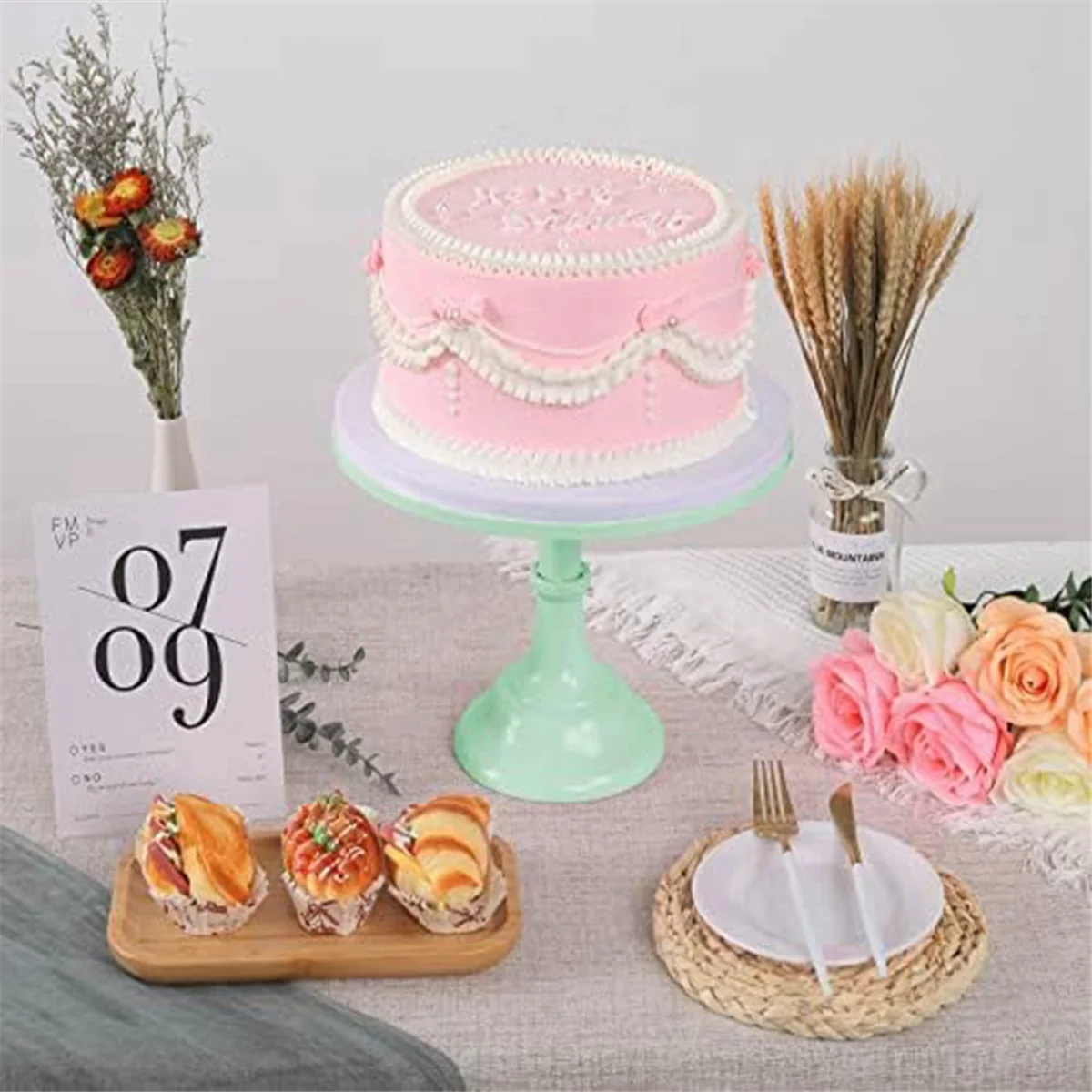 3Pcs Cake Stand, Cake Pop Stand , Tall Stands for Dessert Table, Perfect Display for Wedding Graduation Party,Green