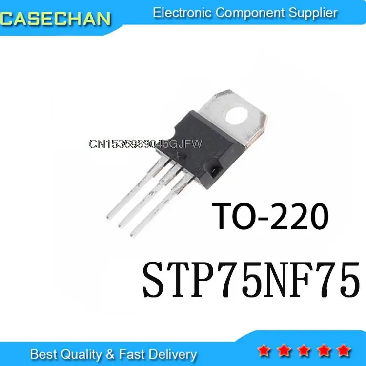 P75NF75 P75NF75A TO-220 80A 75V STP75NF75 10PCS mosfet transistor