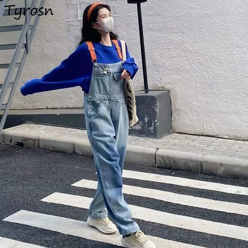 

Denim Jumpsuits Women Preppy Style Leisure Popular New Collection Ladies Empire Full Length Daily 2022 Harajuku High Street Ins