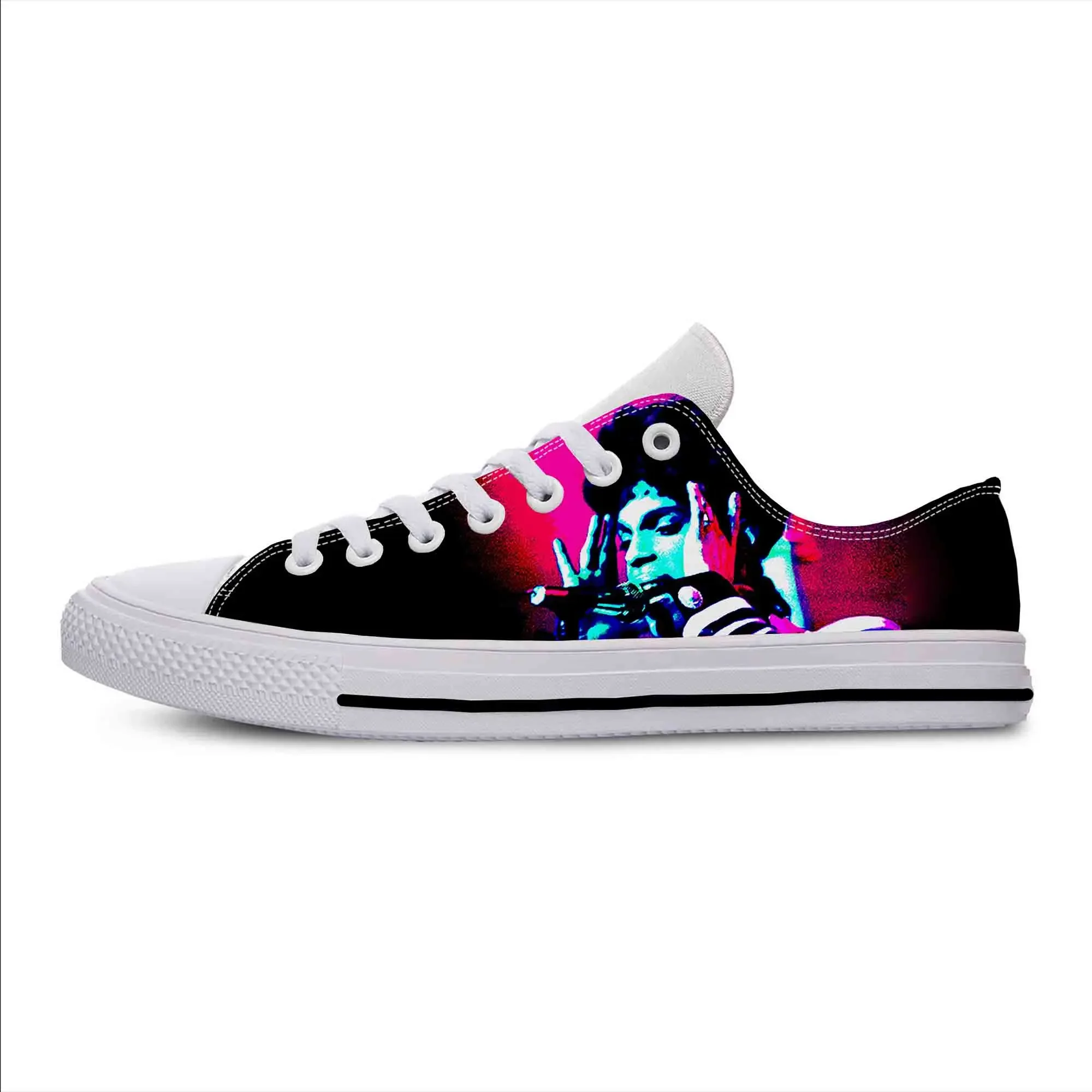 Hot Summer Music Singer Prince Rogers Nelson Purple Rain Casual Cloth Shoes Breathable 3D Men Women Sneakers Low Top Board Shoes