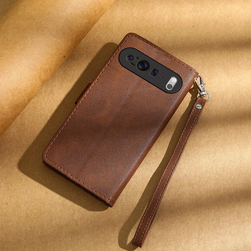 Leather Flip Phone Case with Card Holder and Magnetic Closure