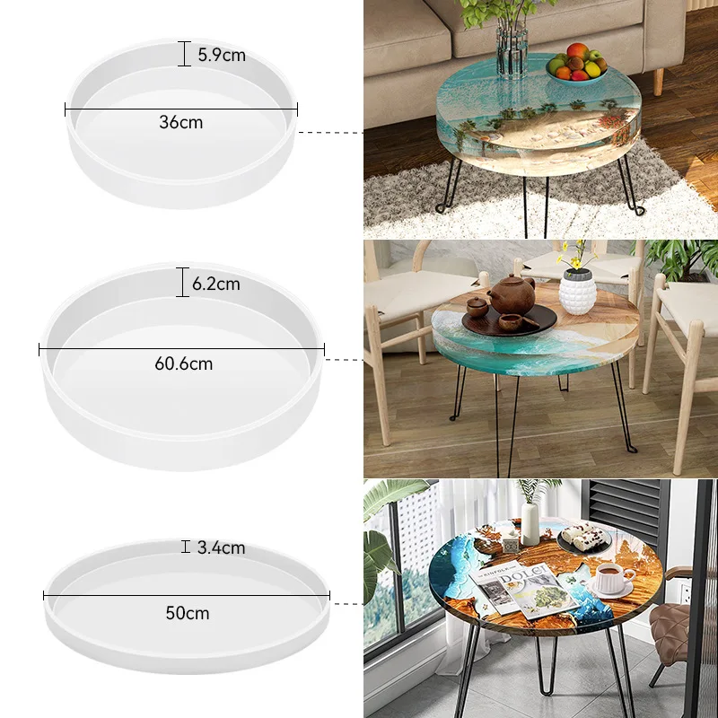 Molde de resina epoxi de cristal para mesa, adornos de mesa redonda de gran  tamaño, molde de silicona para mesa de Río, DIY, hecho en casa, 60cm -  AliExpress