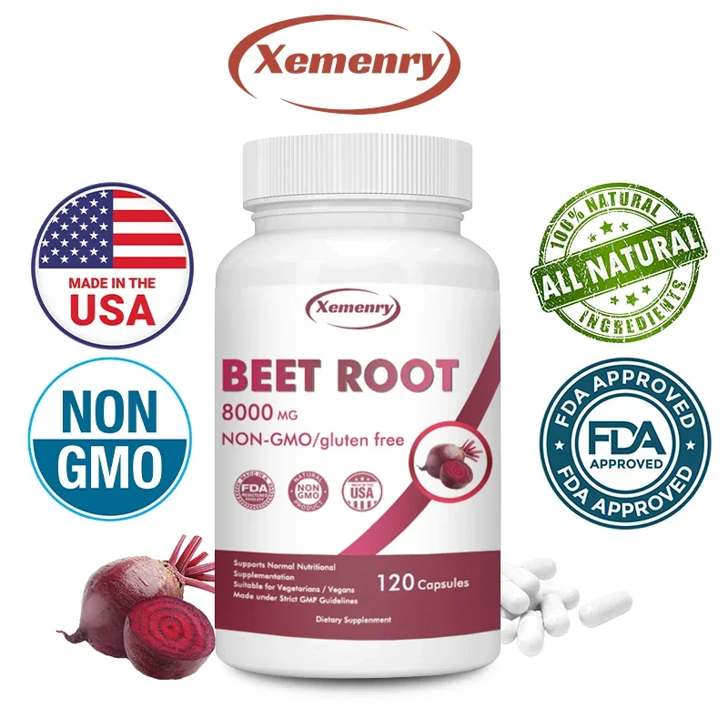 

Beetroot Extract Capsules 8000 Mg - Supports Athletic Performance, Digestive System, Immune System & Heart Health Non-GMO