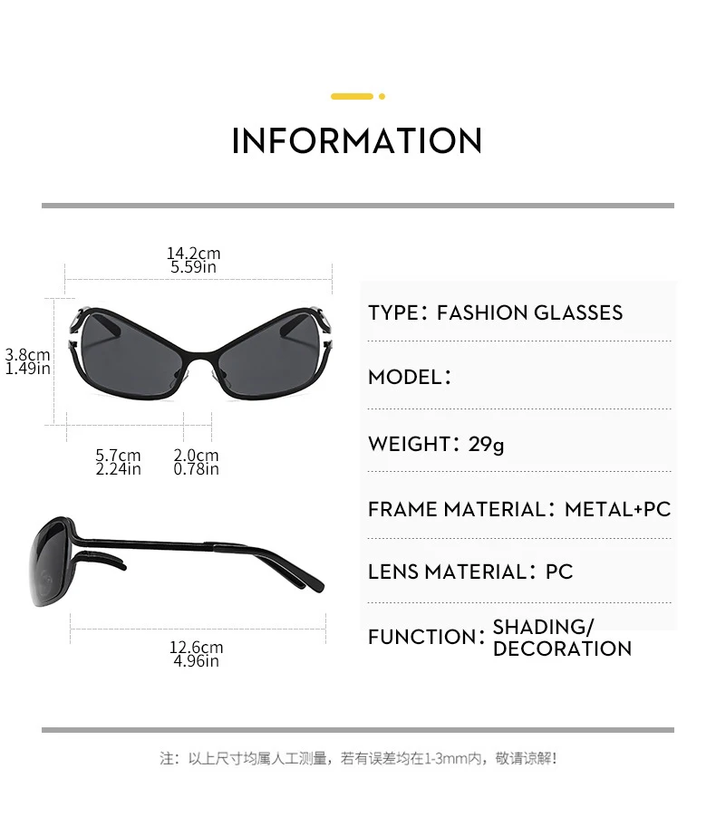 Mode Futuristische Brillen Punk Cat Eye Y2K Sonnenbrille Frauen Männer Luxus Marke Design Maske Gradienten Silber Sonnenbrille UV400 – Detail 2