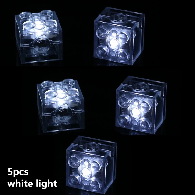 5pcs 2x2 dot LED Light Up Colorful Accessories Compatible All Brands Building Blocks