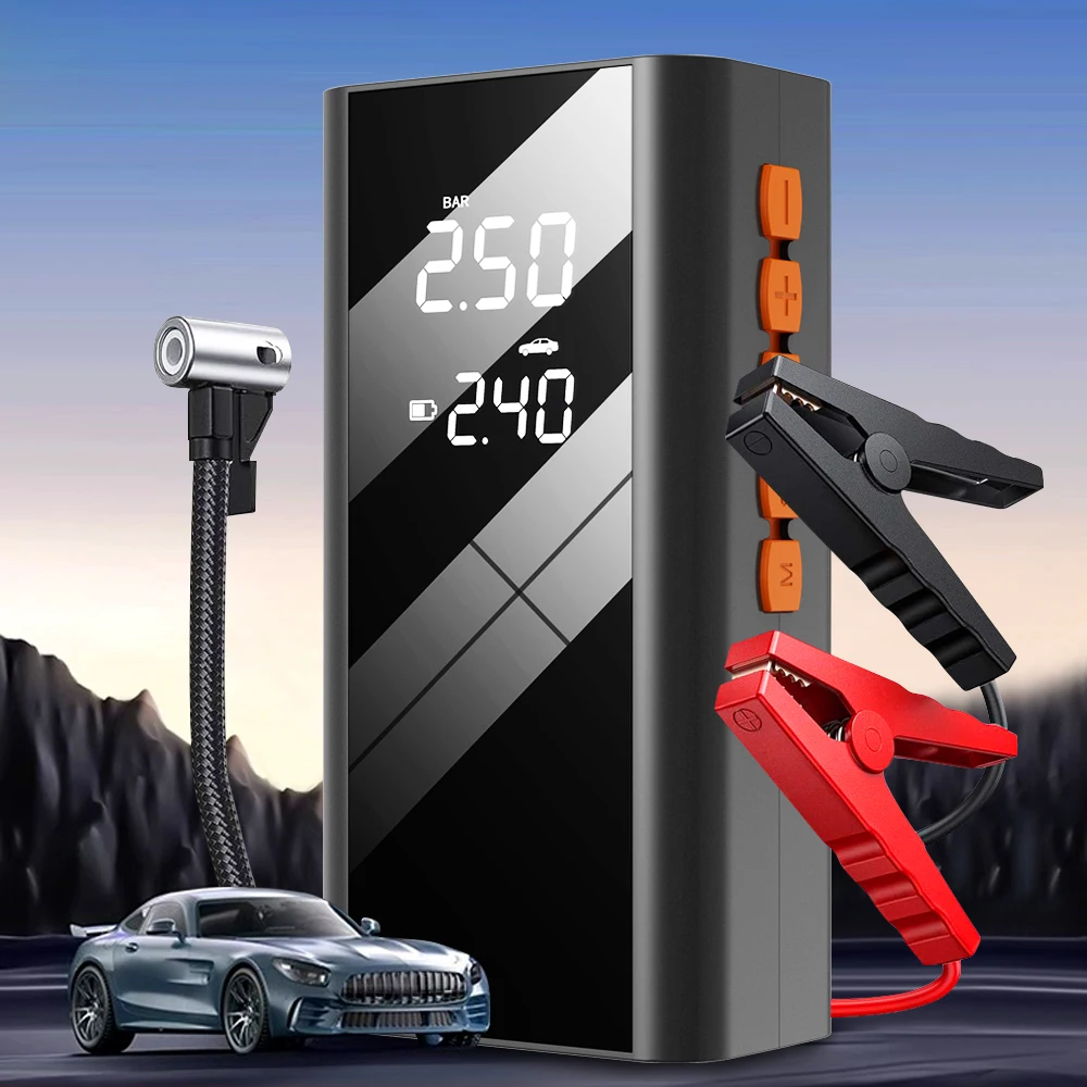 New 1200A Car Jump Starter Power Bank Portable 150PSI Air Pump Car Battery Emergency Boosters Starting Device Starter