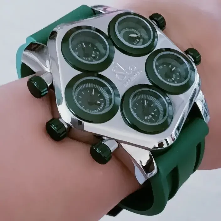 Multi-Time Zone Quartz Large Plate Couple Internet Celebrity Silicone Band Boys and Girls Watch Trendy Fashion  Watch
