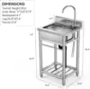 Utility Sink Stainless Steel Commercial Restaurant Kitchen Sink with Cold & Hot Water Pipe, Laundry Tub For Indoor Outdoor 6