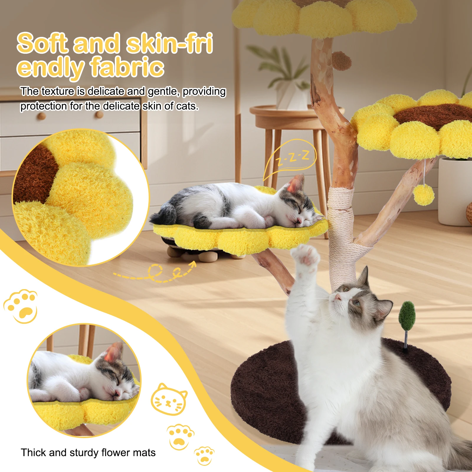 Lovely Cat Jumping Platform Anti-Slip Cute Sunflower Cat Bed Flower Shaped Cat Special Shelf for Pet Playground Small Nest