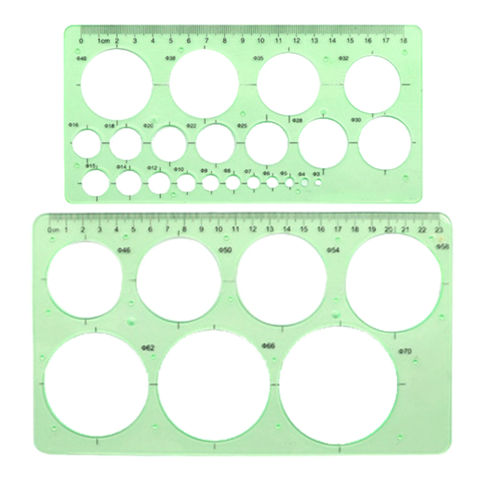 

2pcs Office Durable Round Hole Clear Green Building Design Quilling Ruler Plastic Drawing Stencil Professional Circle Template