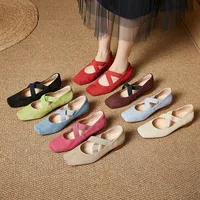 L2504  Susde Leather Solid Elegant Ballet Flats Women Shoes 2025 Spring Style Women Shoes 1