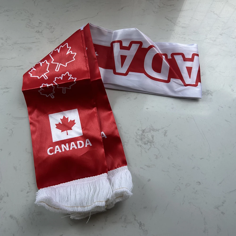 Canada Scarf 14x135cm Double-sided Printed Canada Flag Satin Canadian Scarf Suitable for 2026 world cup Sports Events - Image 4