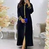 Arabic Dress Elegant Embroidery Dubai Abaya Turkey 2022 Riche Robe Arabe Moroccan Woman jalaba Women Muslim Long Dresses Black