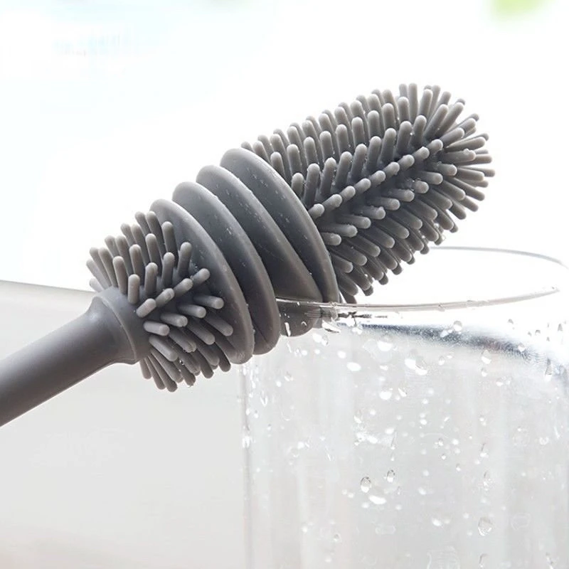 Silicone Cup Brush Scrubber Glass Cleaner Kitchen Tool Long Handle Drink Wineglass Bottle Cleaning Brush silicone cup brush