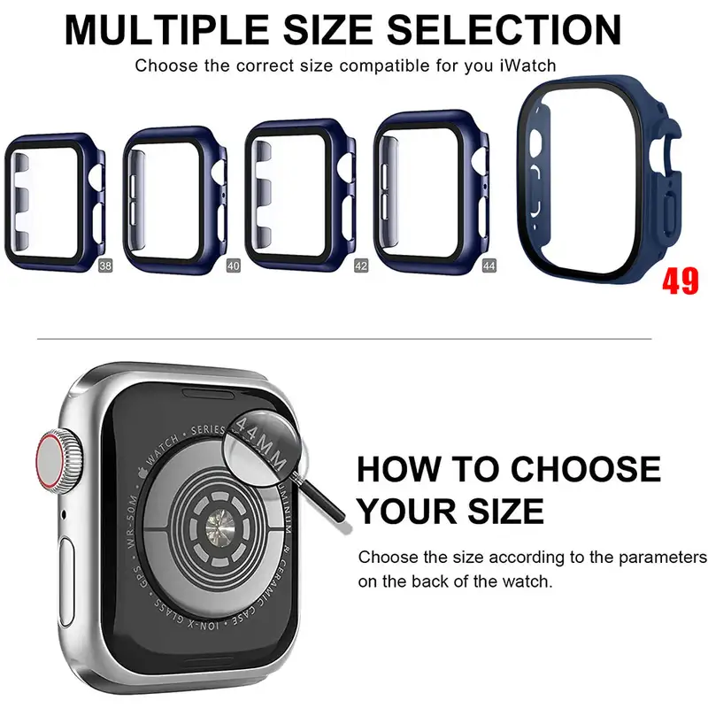 Case For Apple Watch Band 44mm 40mm 42mm 38mm 40 44mm 9 8 7 6 SE 5 4 3 Screen Protector PC Bumper iWatch 45mm 41mm Ultra 2 49mm - Image 3