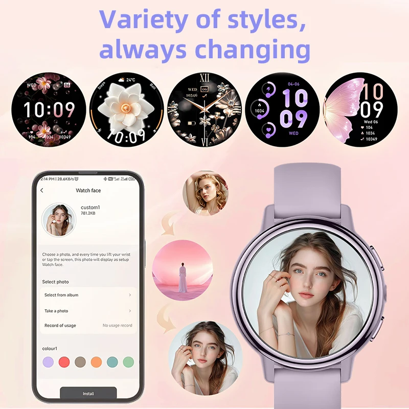 LIGE Women Smart Watch Voice Calling LED Flashlight Sports Fitness Watches Heart Rate Health Monitor Ladies Bluetooth Smartwatch