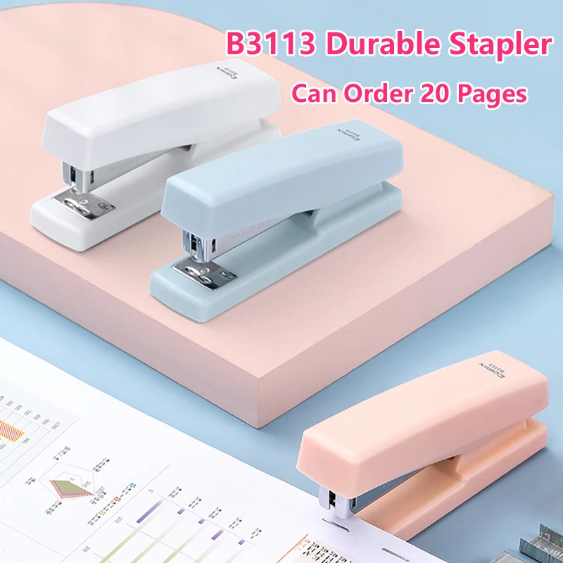 Comix Stapler 20 Pages 24/6 26/6 Office Home Stapler B3113 White/Pink/Blue
