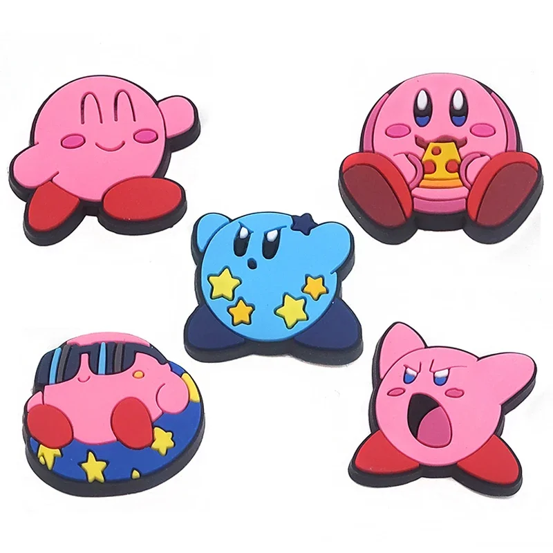 크록스용 MINISO 커비 PVC 신발 참, 게임 캐릭터 커비 게임 이미지, DIY 크록스 장식, 지비츠 도매, 5 개