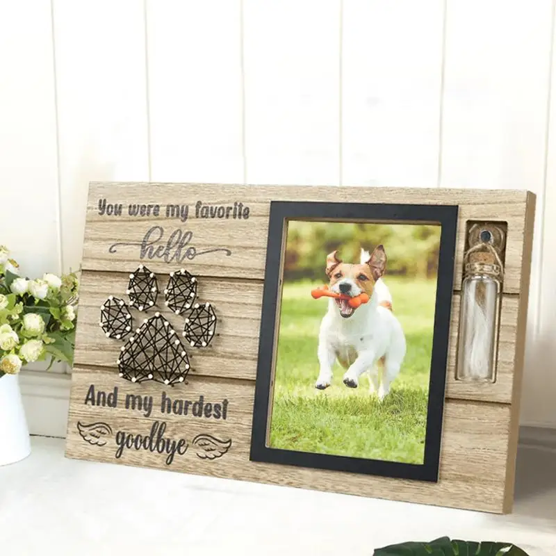 Pet Memorial Photo Frame Wood Pet Keepsake With Urns Bottle Dogs Ashes Dogs Loss Sympathy Gift Dog Dad Cat Mom Pet Memorial Stones