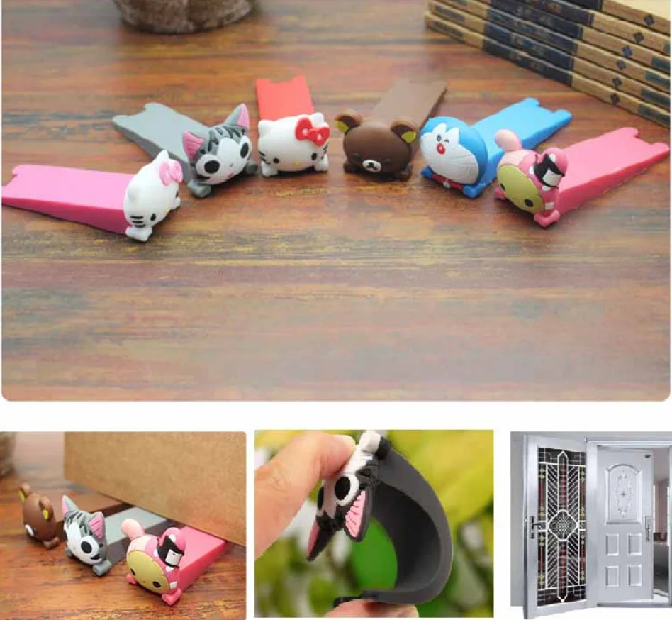 

Safety Protector Cute Cartoon Silicone Figure Door Plug Wedge Door Clog Catcher Block Guard Home Office Protector Window Stopper