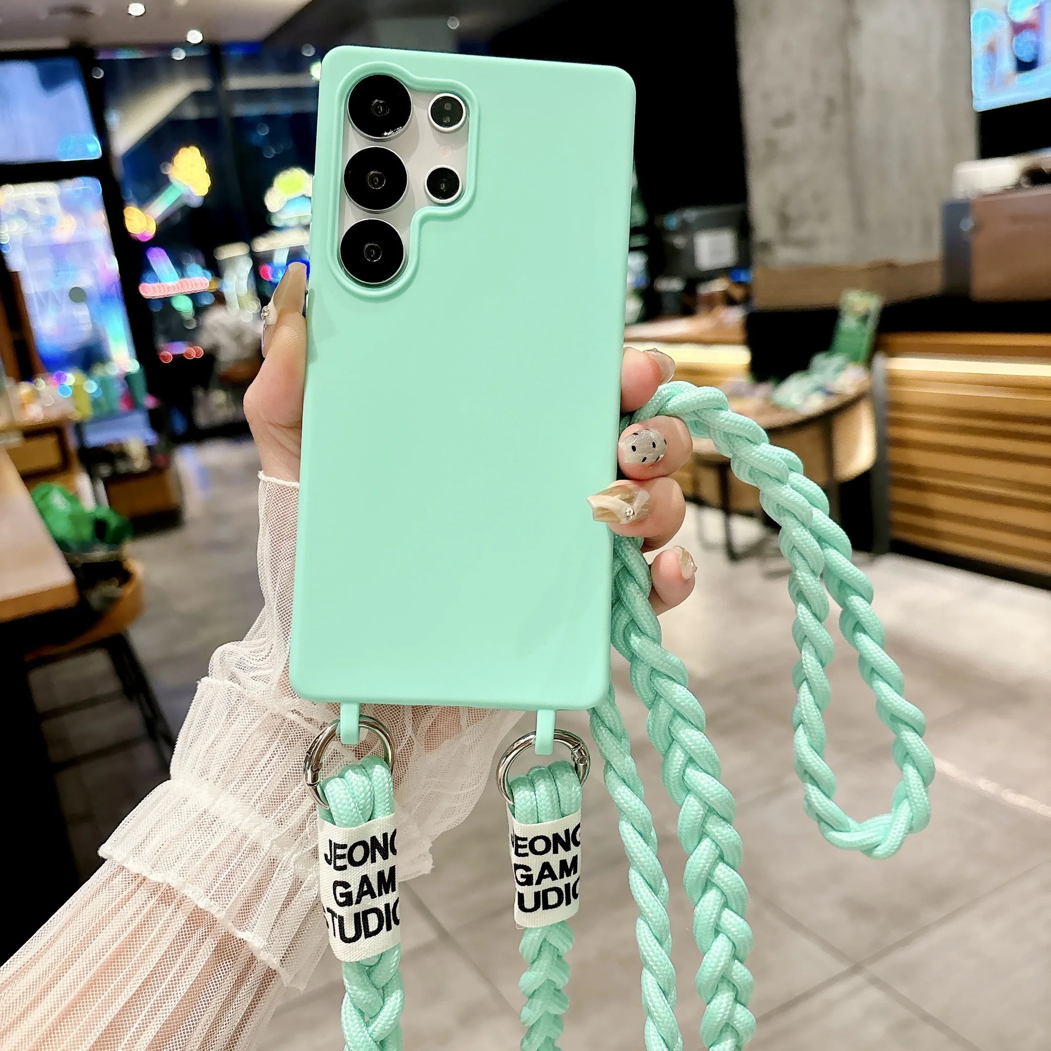 Braided Crossbody Strap Lanyard Silicone Candy Color Soft Phone Case Cover