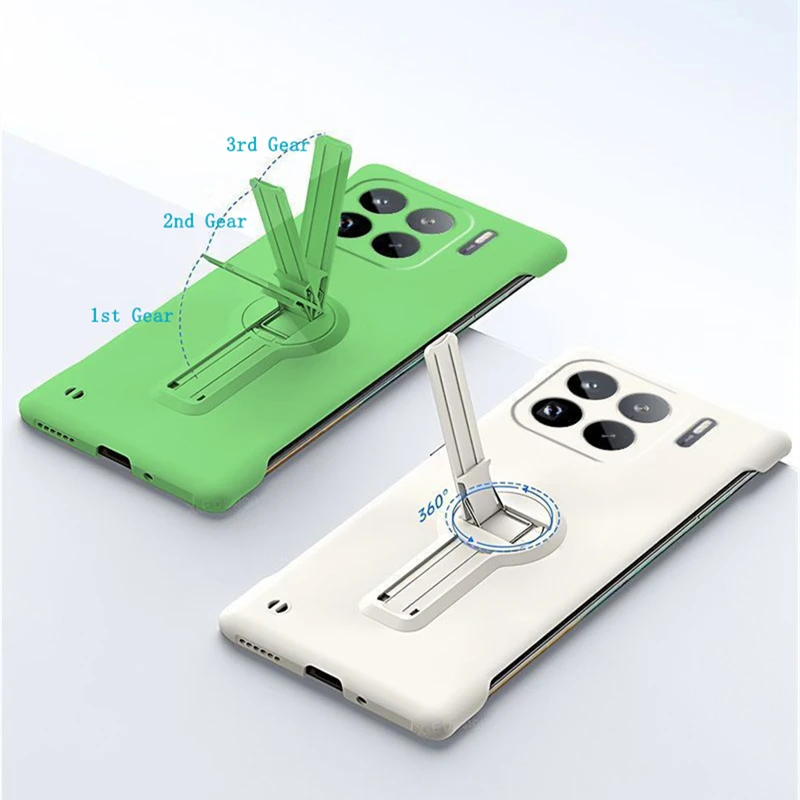Luxury Frameless Hard PC Phone Case with Stand Back Cover