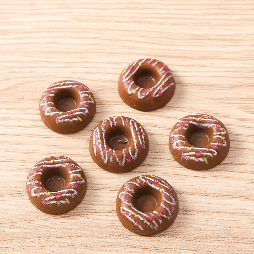 Tusember 15 Stück süße Mädchen-Schokoladen-Donut-Anhänger aus Kunstharz mit flacher Rückseite für die Schmuckherstellung, Ohrringe, Halsketten, handgefertigte Accessoires