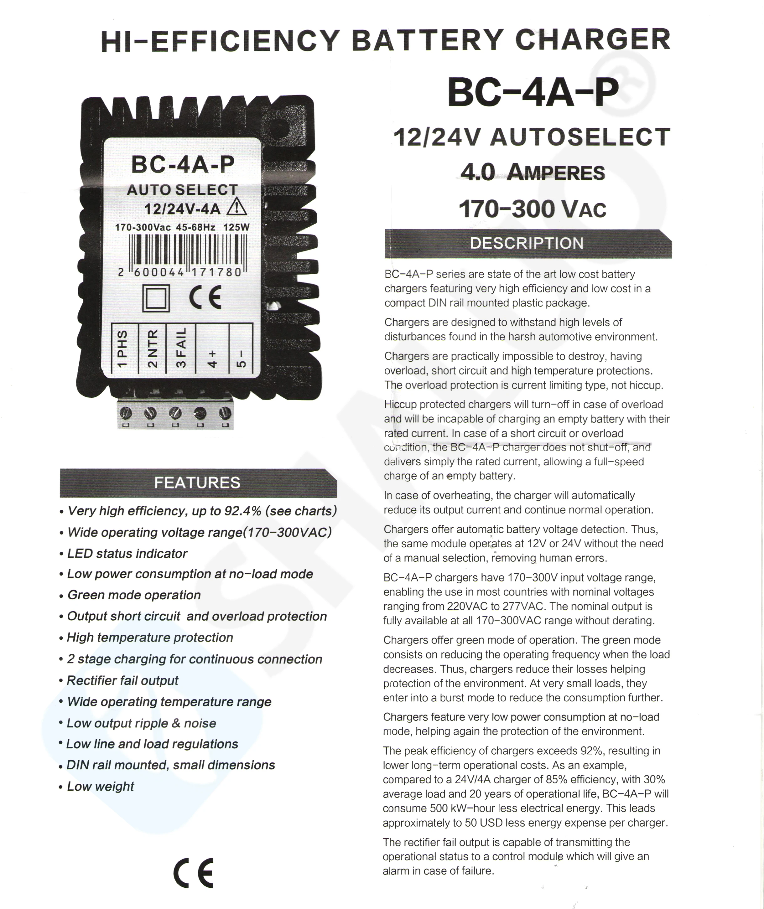 Alta Eficiência, Auto Select, 4 Amp, 45-68Hz,