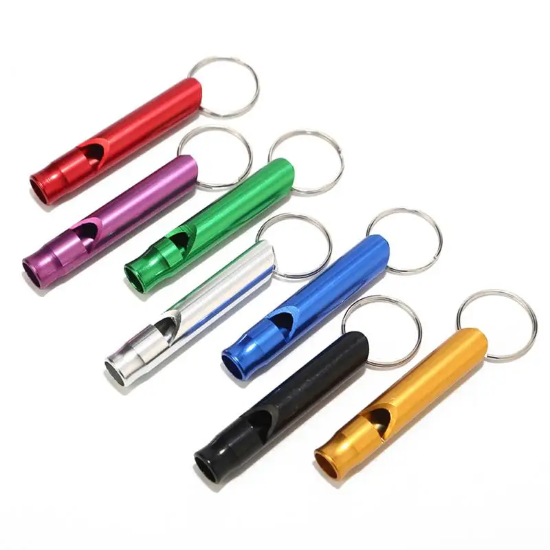 Outdoor Aluminum Alloy Whistle Keyring Keychain For Emergency Safety Survival Hiking Camping Sports Tool Whistle Random Color