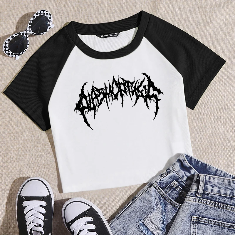 Y2k Vintage Women Crop Top Streetwear Gothic Punk Cute Harajuku Graphic Print Sexy T Shirt Emo Summer Slim Fit Tees Tops White Aliexpress
