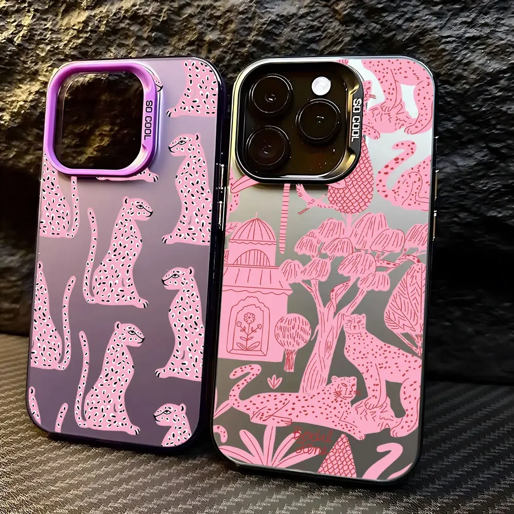 Coque de téléphone léopard rose Cool, étui arrière antichoc mat bonbon ...