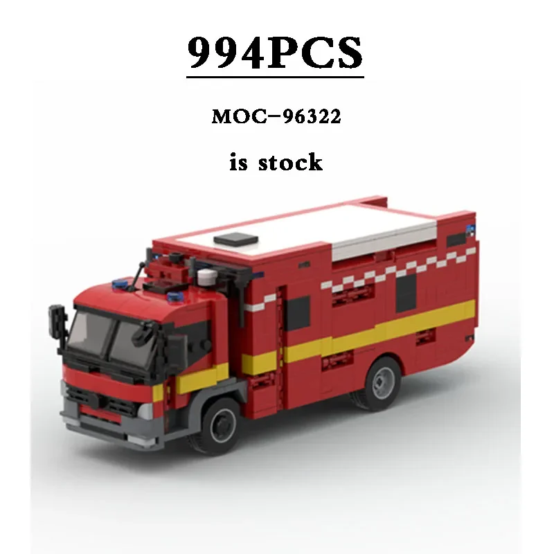 

MOC Speed Champion MOC-96322 Fire Brigade LFB-Command Toy Building Block Model 994PCS Truck Model Birthday Gift Christmas Gift