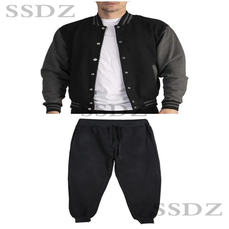 SSDZ New Men's hoodie casual suit Spring and Autumn new fashion versatile breathable cardigan stand up collar jacket sports suit