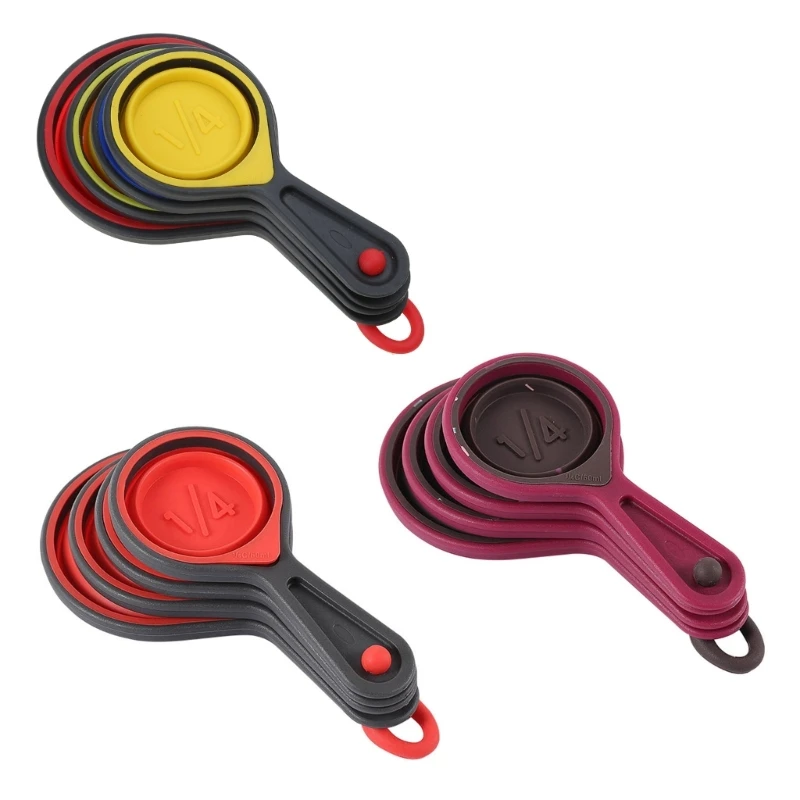 

Collapsible Measuring Cup Portable Food Grade Silicone 4 Piece Measurement Spoon