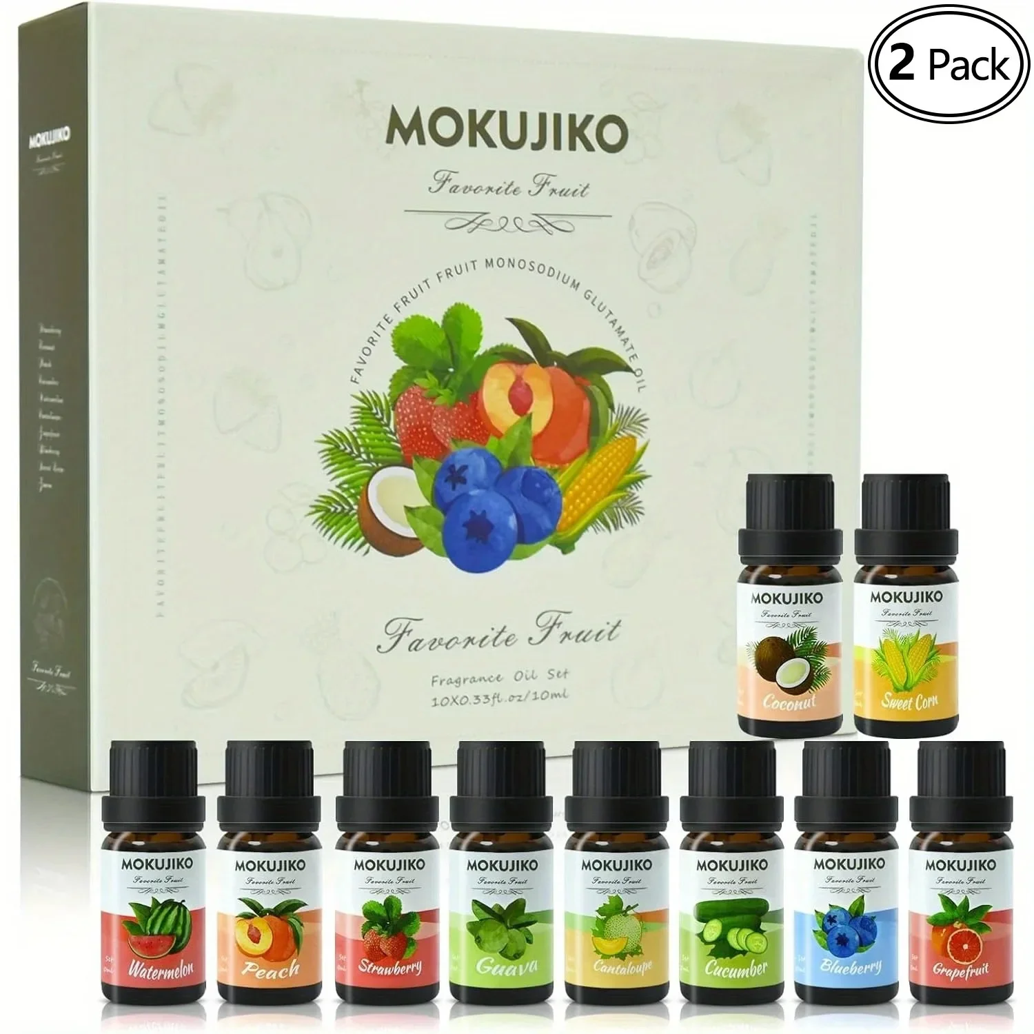 2 Pack Fruit Essential Oil Set, 10x10ml Essential Oil, Aromatherapy Diffuser Essential Oil Set, Christmas Gift, New Year Gift 1