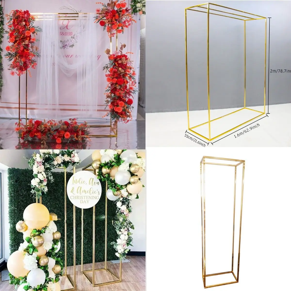 

200 CM Grand Event Wedding Stage Backdrops Wall Door Frame Birthday Column Arch Plinth Flower Stand Balloon Welcome Sign Shelf