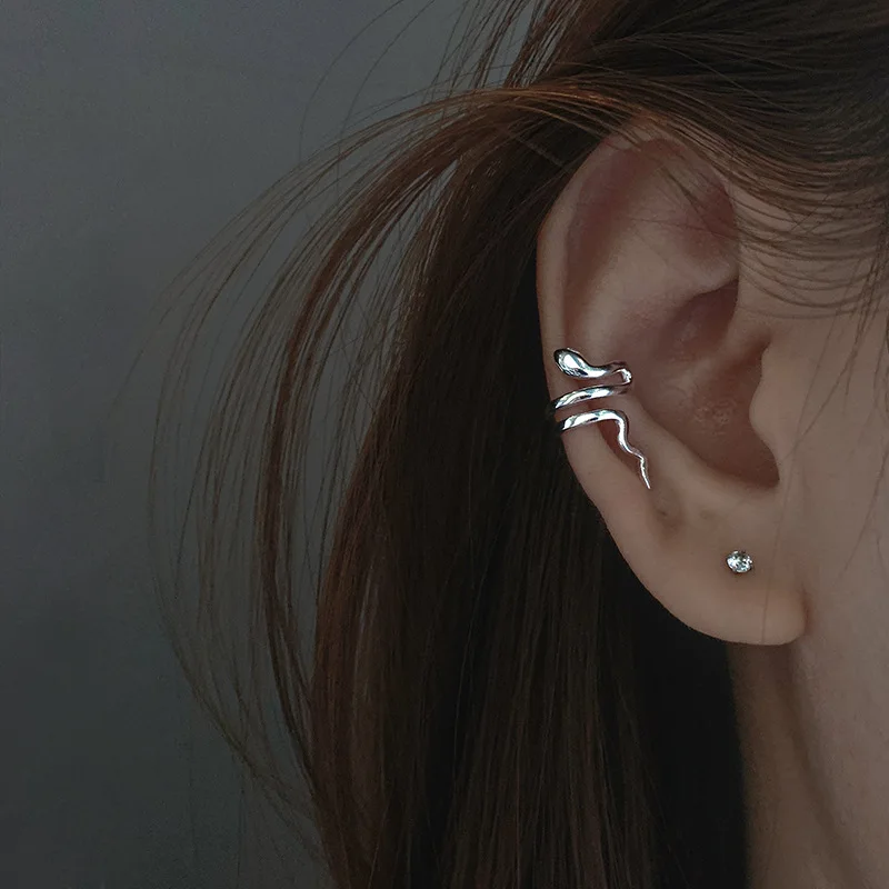 1pc Silver Snake Ear Cuff Non-Piercing Ear Clip Earrings for Women Men Fake Cartilage Earring Cuff Trend Jewelry