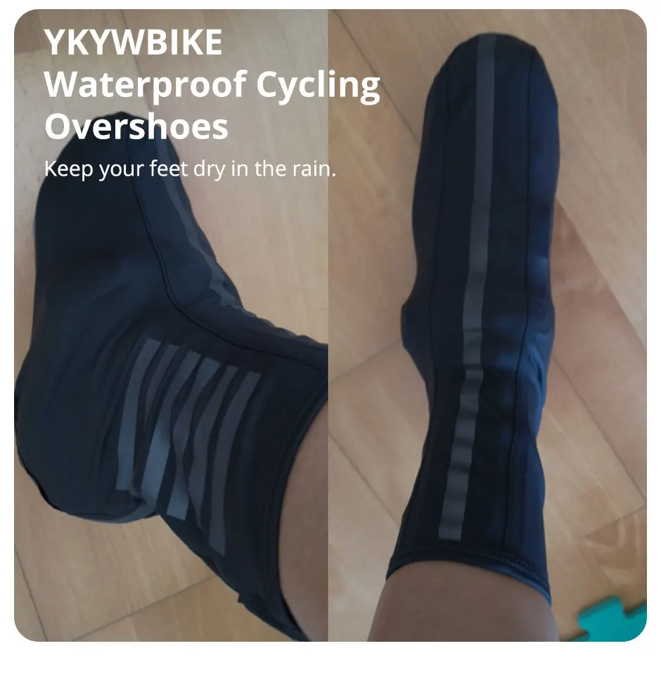 Ykywbike Fahrrads chuhe umfasst yas308 wasserdichte Übers chuhe Fahrrad Fahrrad reflektierende wind dichte MTB Straße halten warm Lock Protector – Detail 7
