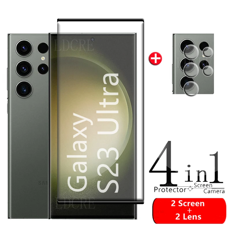 4-In-1 Per Samsung Galaxy S23 Ultra Glass Per Samsung S23 Ultra Glass 9H Screen Protector Samsung S22 S21 S23 Ultra Lens Glass