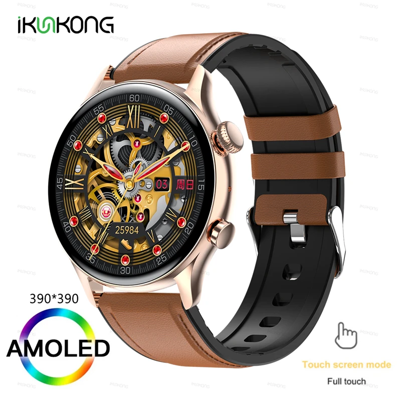 2022 New AMOLED Smartwatch Mens 1.36 inch Screen Support Always On Display Watches Waterproof Sports Fitness Tracker Smartwatch 
