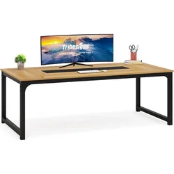 Computer Desk, 78.7 X 39.4 Inches X Large Administrative Desk, Computer Desk, Home Office Study, Walnut/black