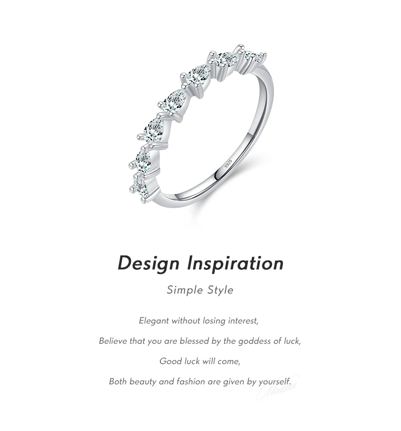 MODIAN Echter 925er Sterlingsilber, einfacher Wassertropfen, Birne, CZ-Fingerring, Krappenfassung, stapelbarer Ring für Frauen, Geschenk, edler Schmuck – Detail 2