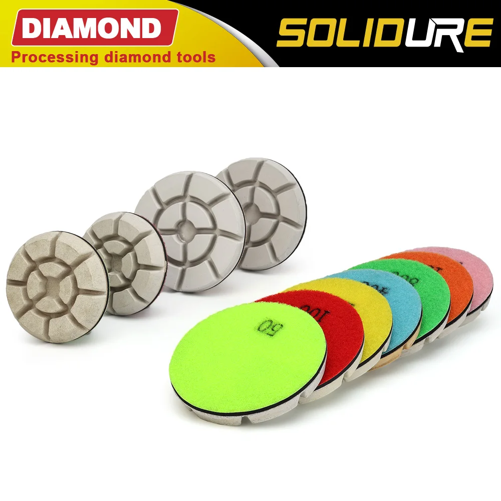 

3" Diamond Polishing Pad 7 PCS/SET Floor Grinding Renovate Concrete Sanding Disc Tool Diamond Polishing Resin