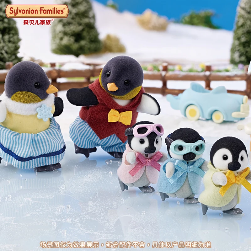 Sylvanian Families Penguin Family Doll Play Toy Children Doll Birthday Play Parent Child Interactive Scene Communication Toy 3