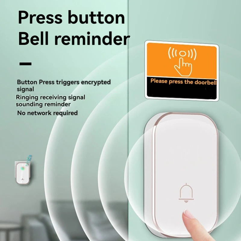 A52I-Smart Wireless Doorbell 300M Range Home Welcome Door Bell 38 Songs Melodies Distinction Doorbell Chime