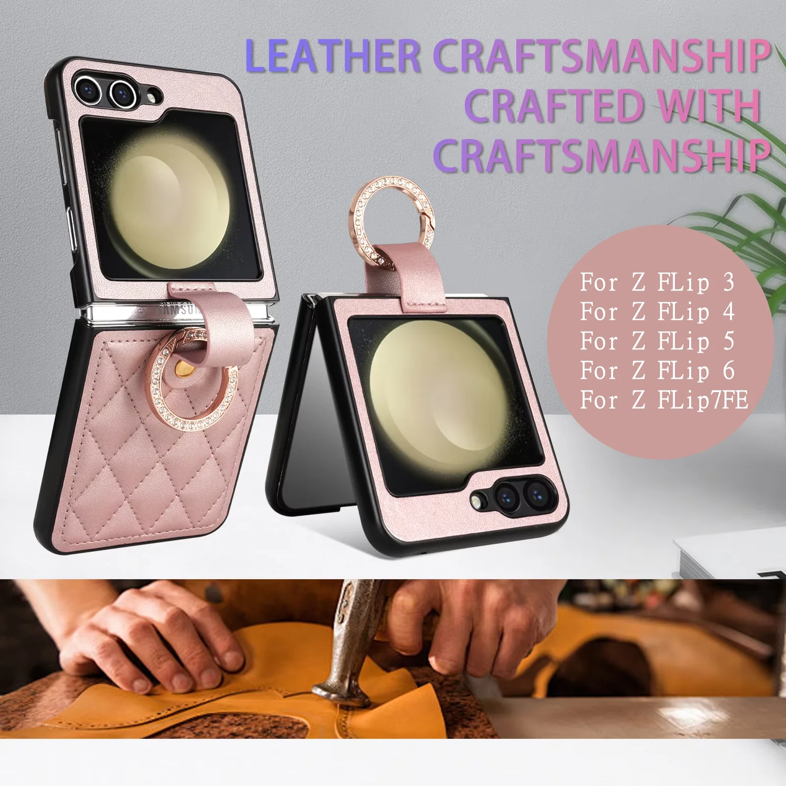 Premium PU Leather Ring Holder Phone Case - Shockproof Protection Cover