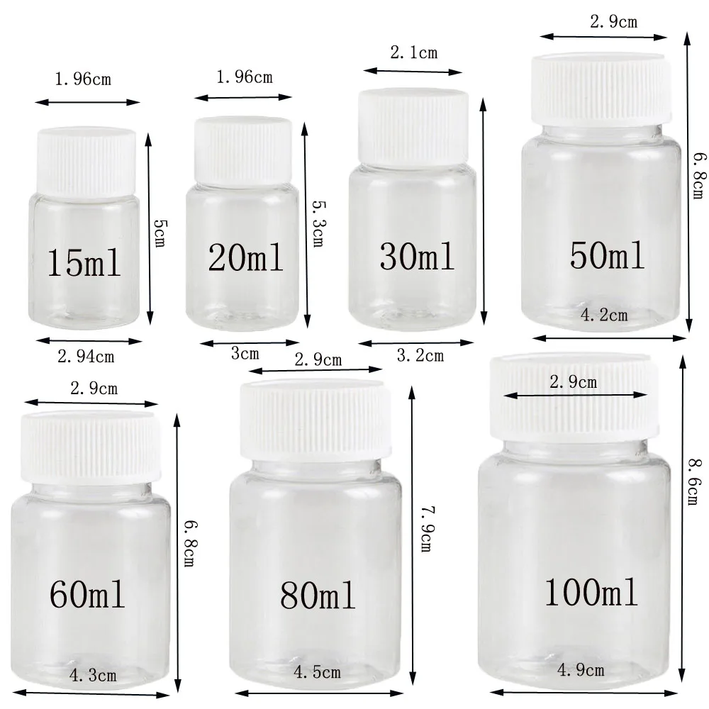 10pcs Pill Bottles Portable Plastic Medicine Bottles Tablet Storage Holder,Case