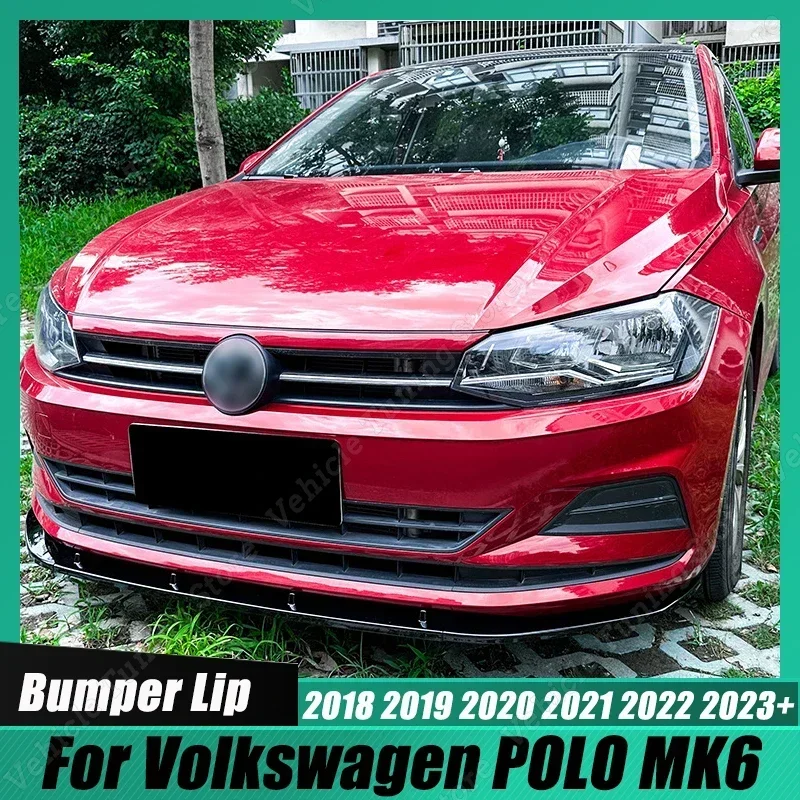

Блеск, Черный Автомобильный передний бампер, сплиттер для губ, спойлер, диффузор, защитная крышка, аксессуары для Volkswagen POLO MK6 2018-2023 + тюнинг