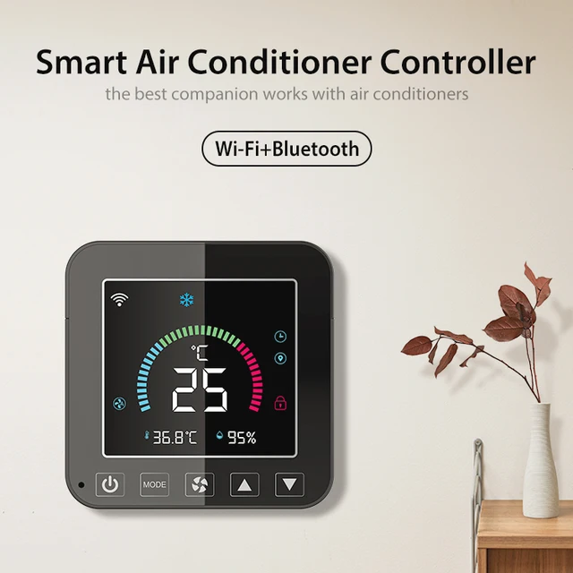 Controlador inteligente de aire acondicionado, controlador de CA  inteligente Tuya WiFi para el hogar, retroiluminación táctil LCD, sensor de